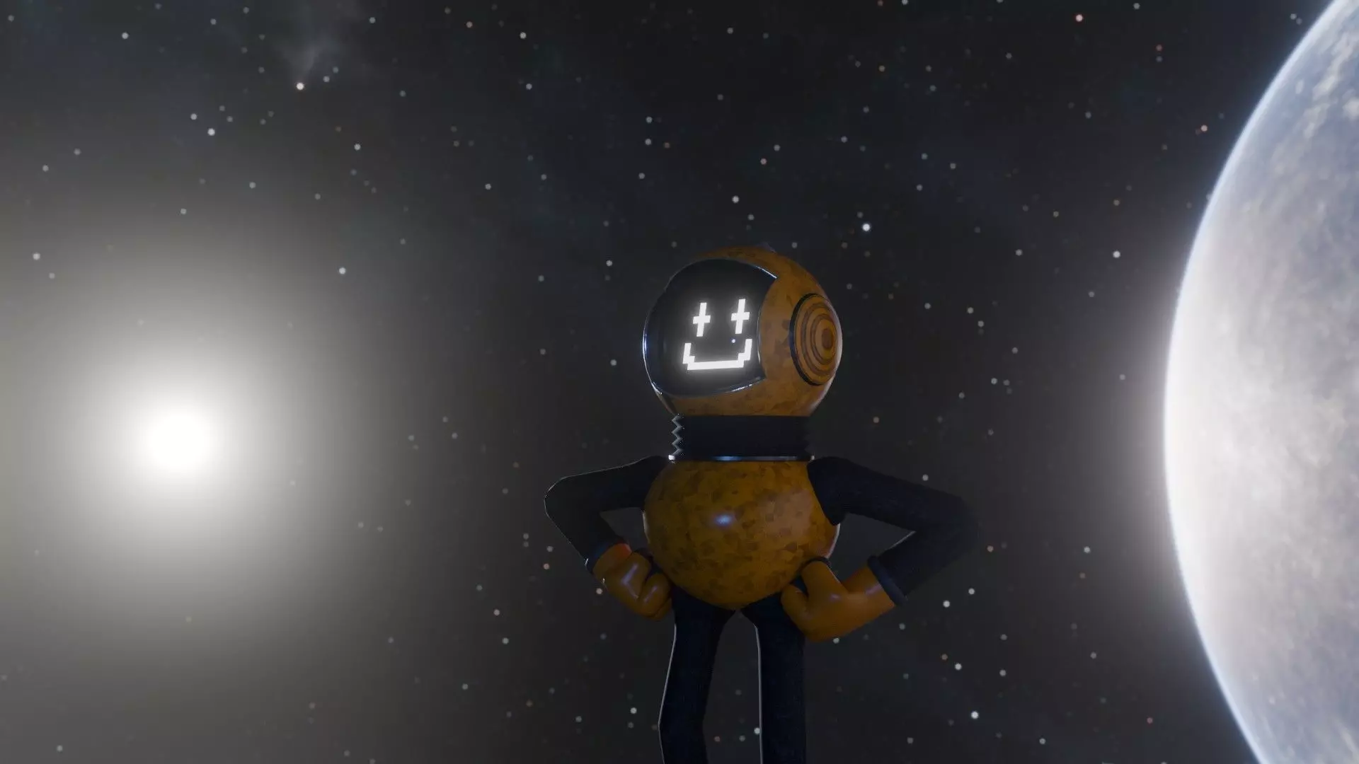 3D Lunar Space Robot Cartoon Low-poly 3D model_2