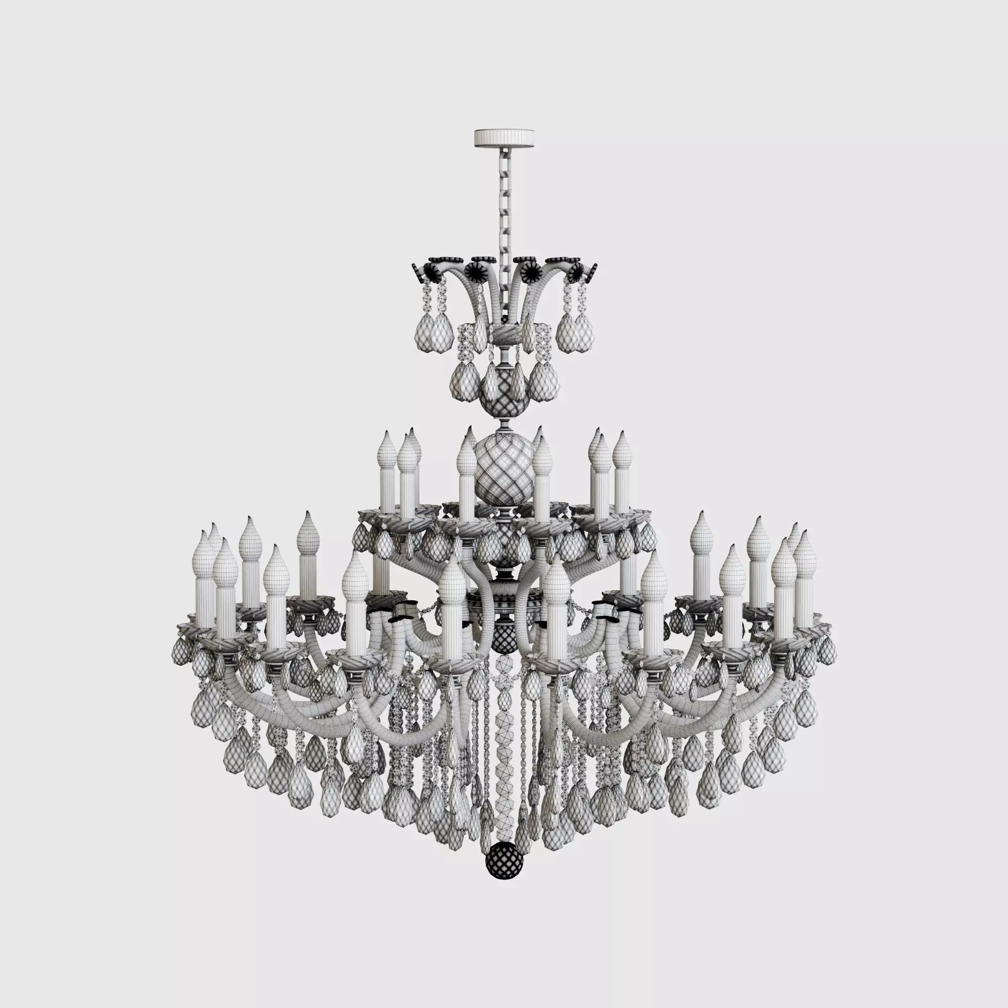 Green Glass Chandelier 3D model_2