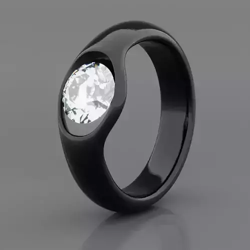 Modern Black Diamond Ring - Stylish 3D Print Ready Jewelry Model 3D print model