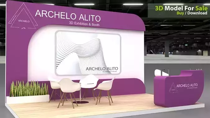 Kiosk 3D Model Low-poly 3D model