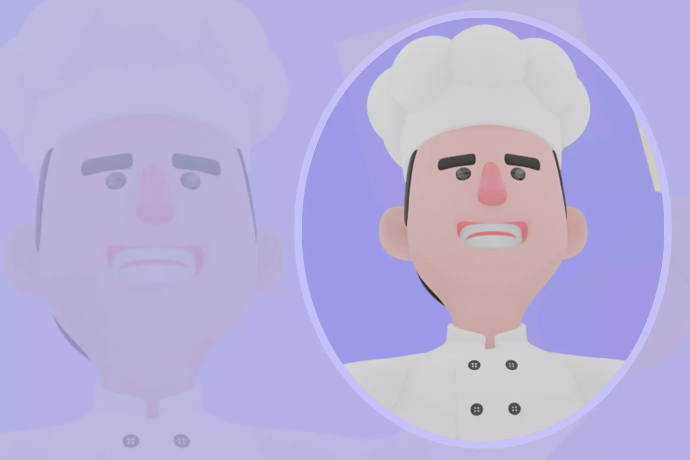 Stylized 3D Chef Character - Panicked Cook Dropping Recipes 3D model