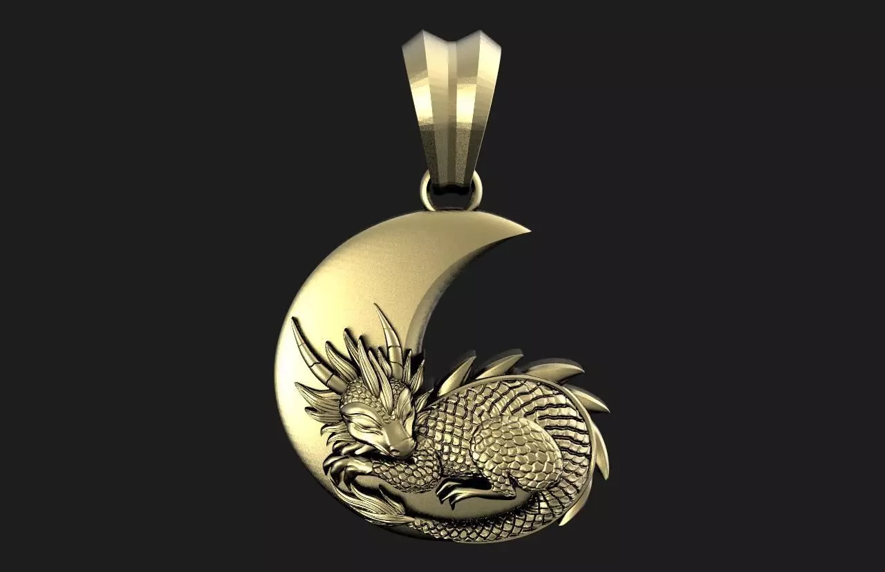 Dragon moon Pendant  3D print model_0