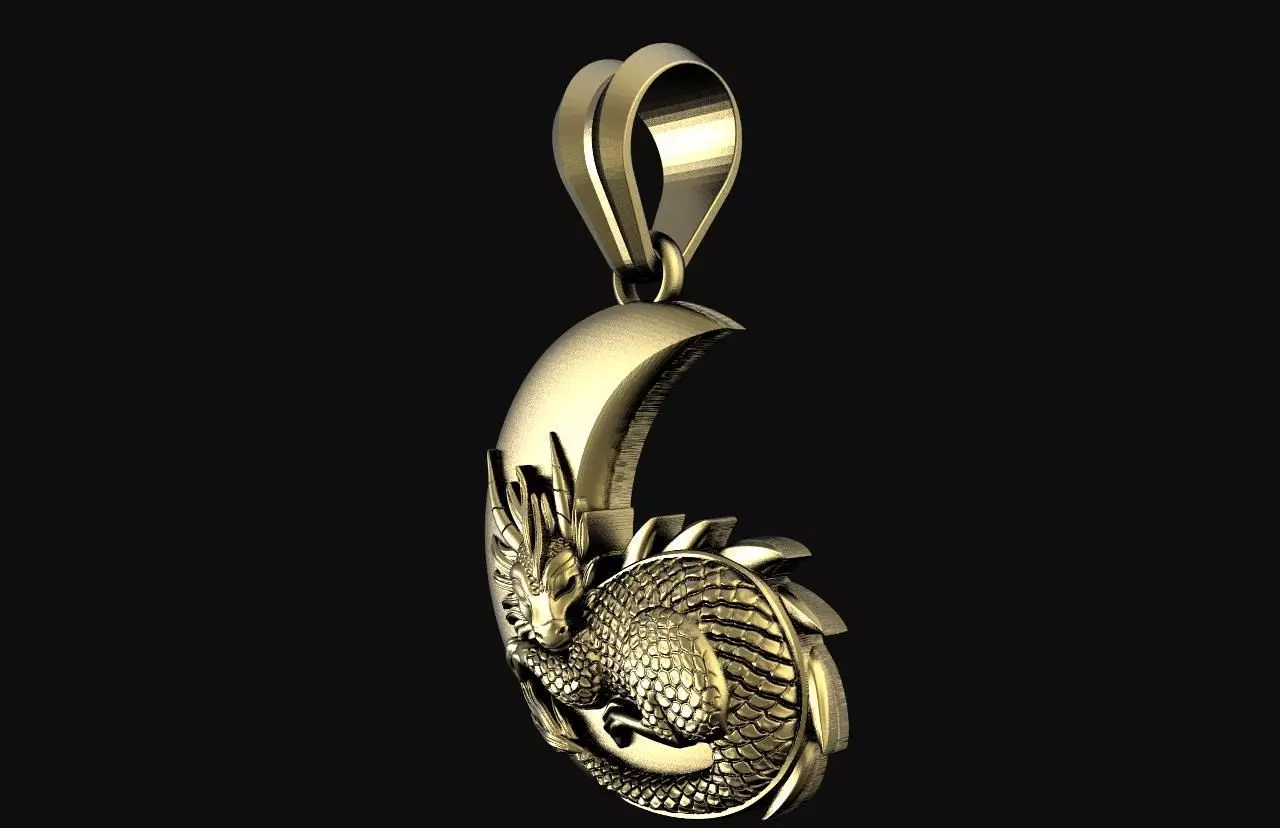 Dragon moon Pendant  3D print model_1