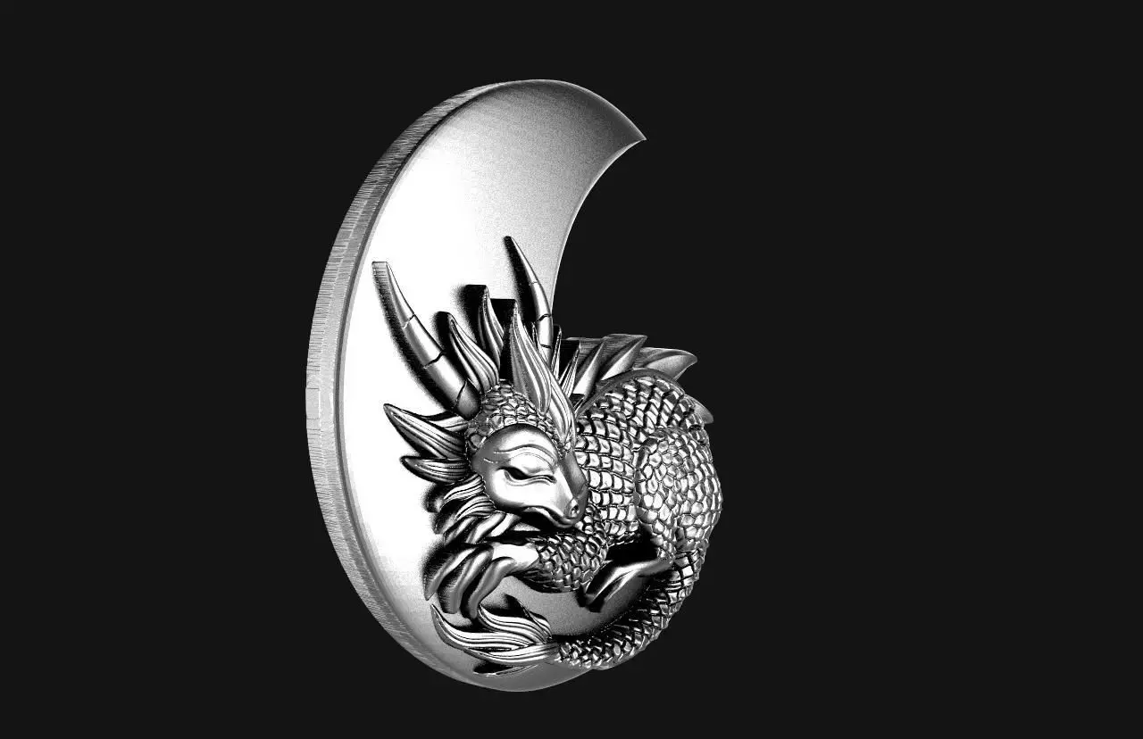 Dragon moon Pendant  3D print model_6