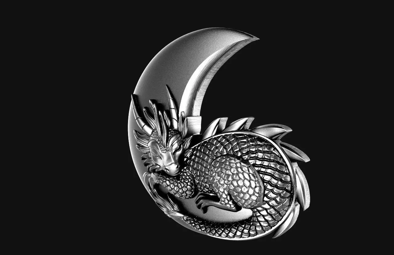 Dragon moon Pendant  3D print model_5