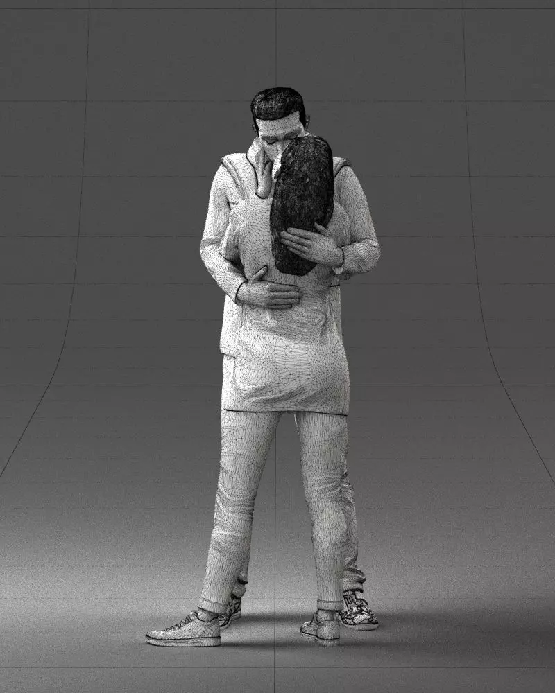 000286 Romantic Couple Kissing 0903 3D model_9