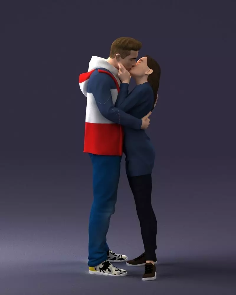 000286 Romantic Couple Kissing 0903 3D model_10
