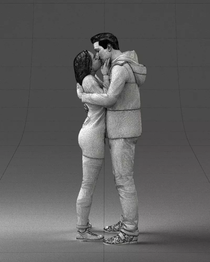 000286 Romantic Couple Kissing 0903 3D model_3