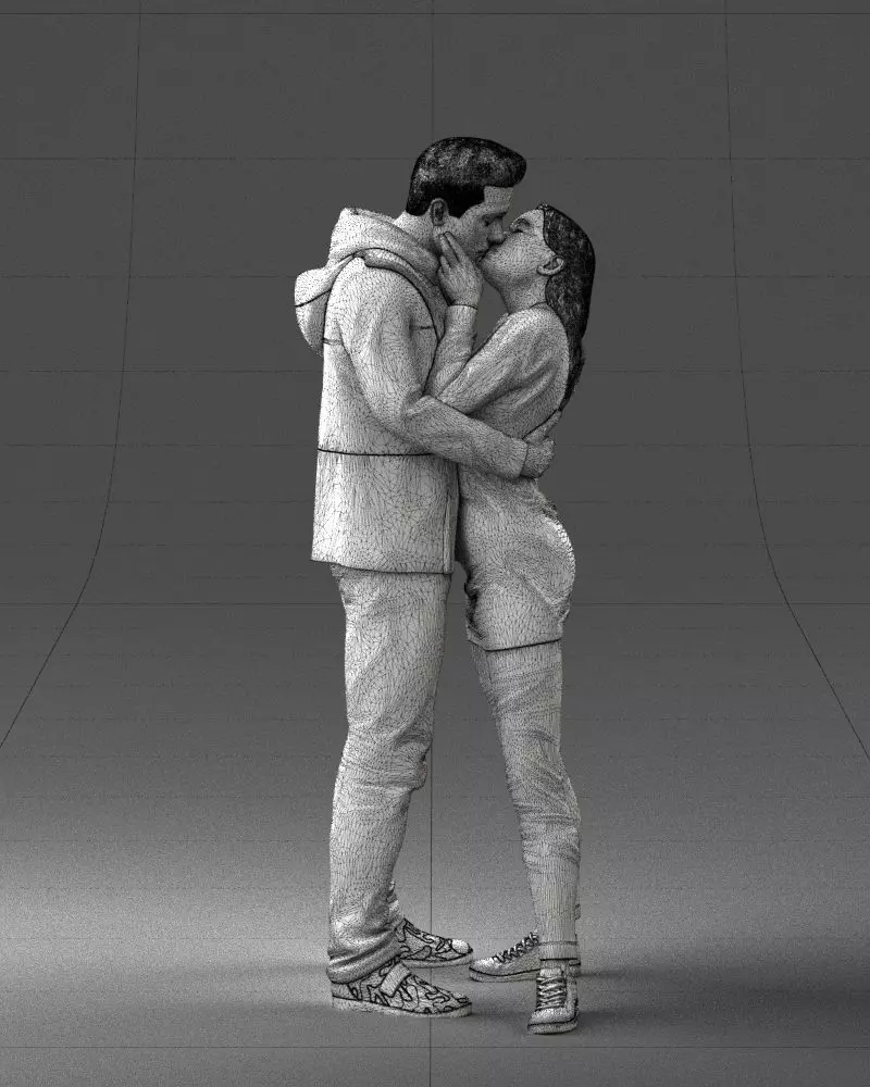 000286 Romantic Couple Kissing 0903 3D model_12