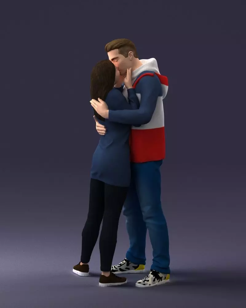 000286 Romantic Couple Kissing 0903 3D model_4