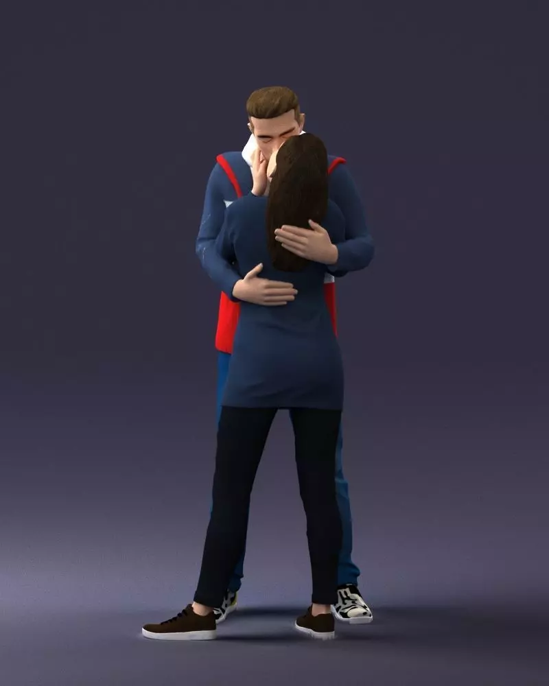 000286 Romantic Couple Kissing 0903 3D model_7