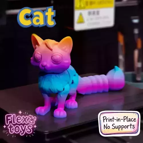 Flexi Cat  Articulated 3D Printable Toy No Supports Needed