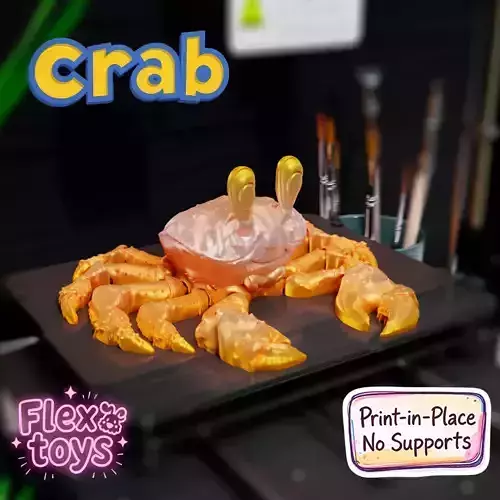 Flexi Crab Articulated Print-in-Place Sea Toy No Supports Needed 3D print model