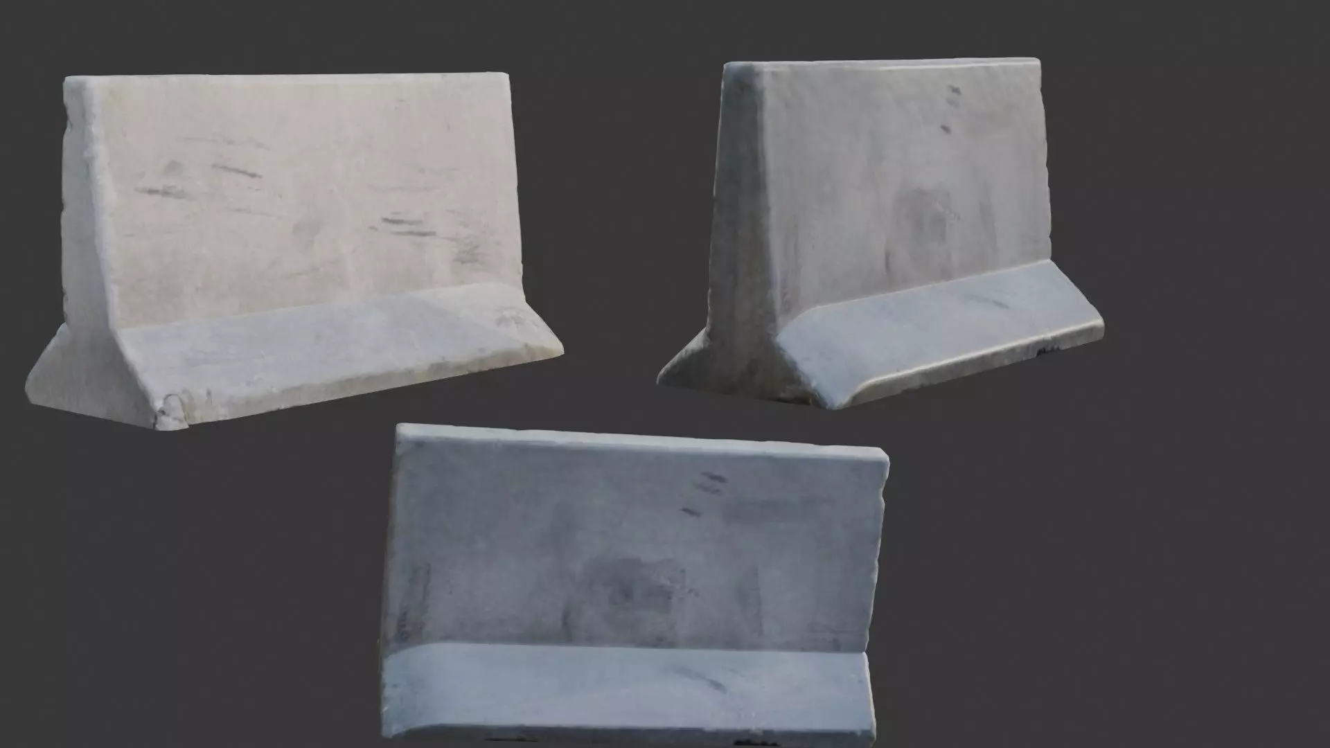 Concrete Jersey Barrier Scan Low-poly 3D model_0