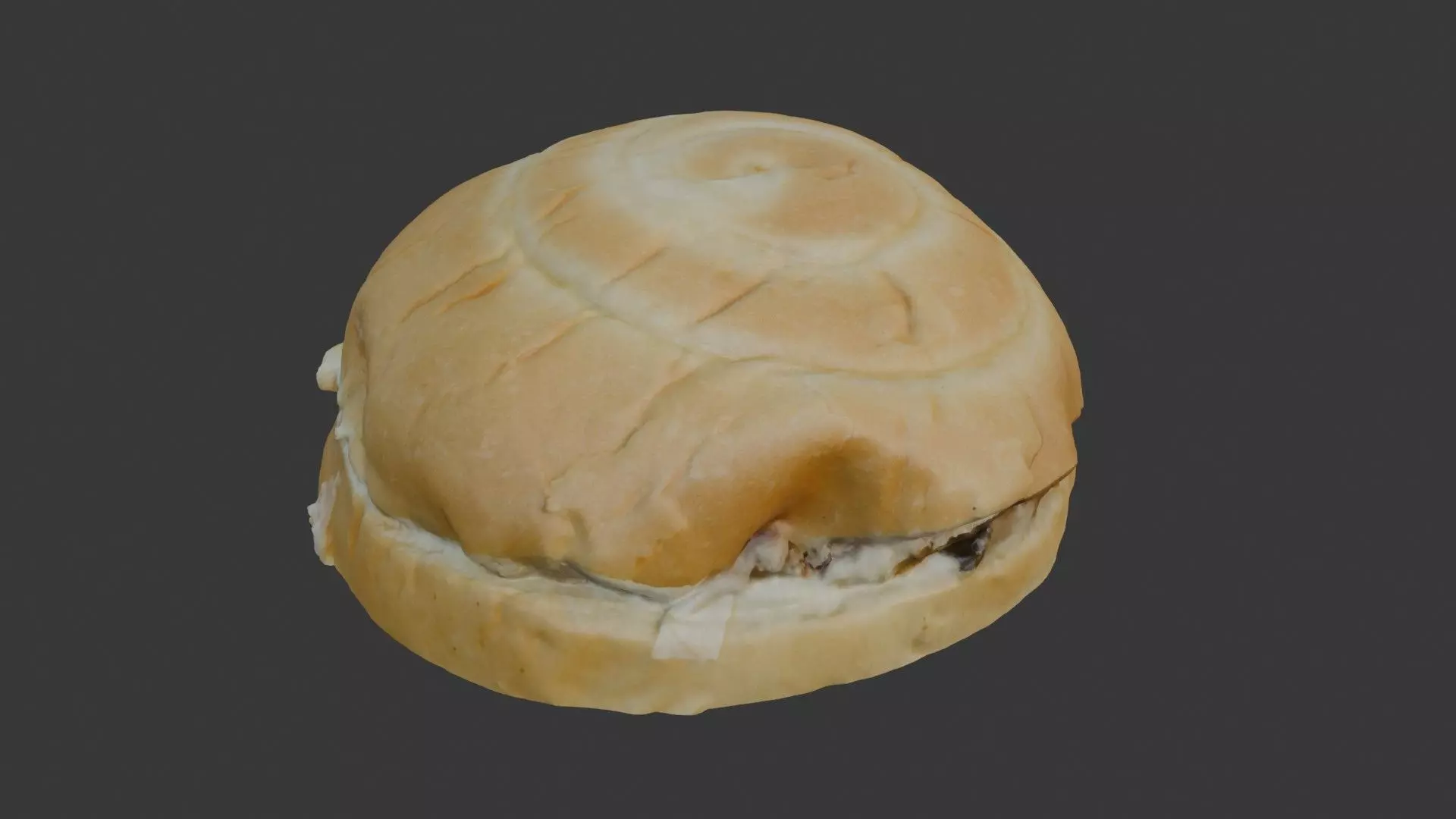 Filled Burger Bun Scan Low-poly 3D model_1