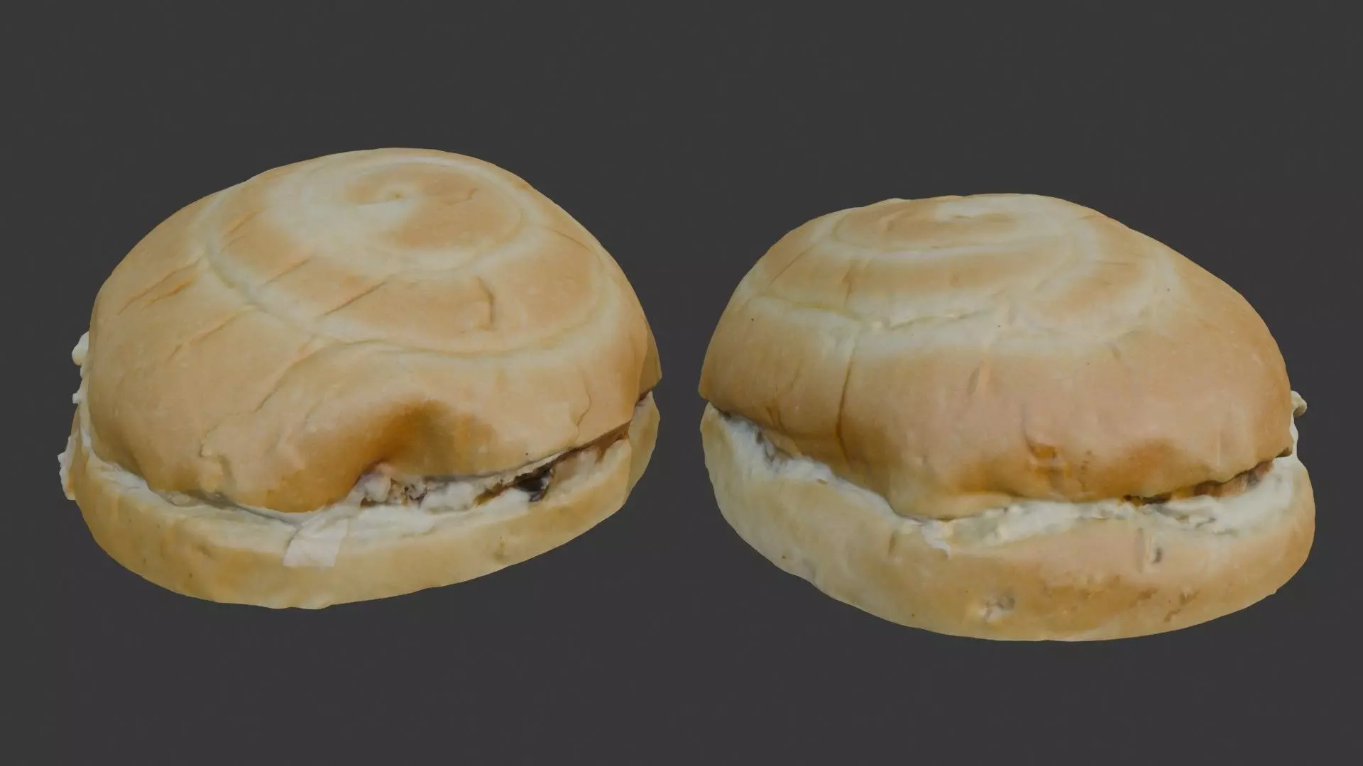 Filled Burger Bun Scan Low-poly 3D model_0