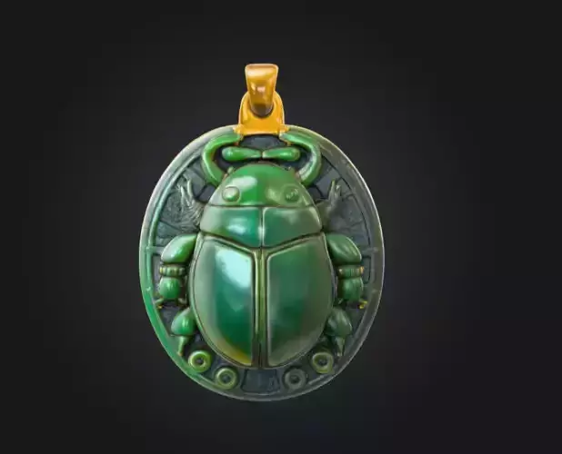 Scarab Beetle Amulet Low-poly 3D model