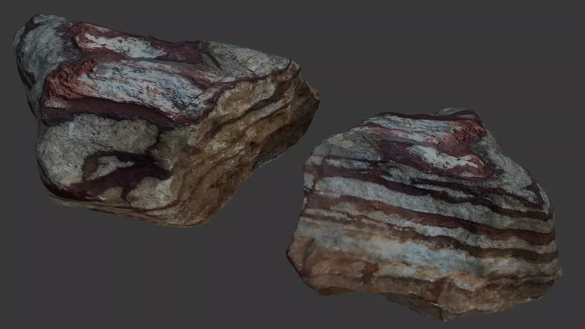 Layered Sedimentary Rock Scan Low-poly 3D model_0