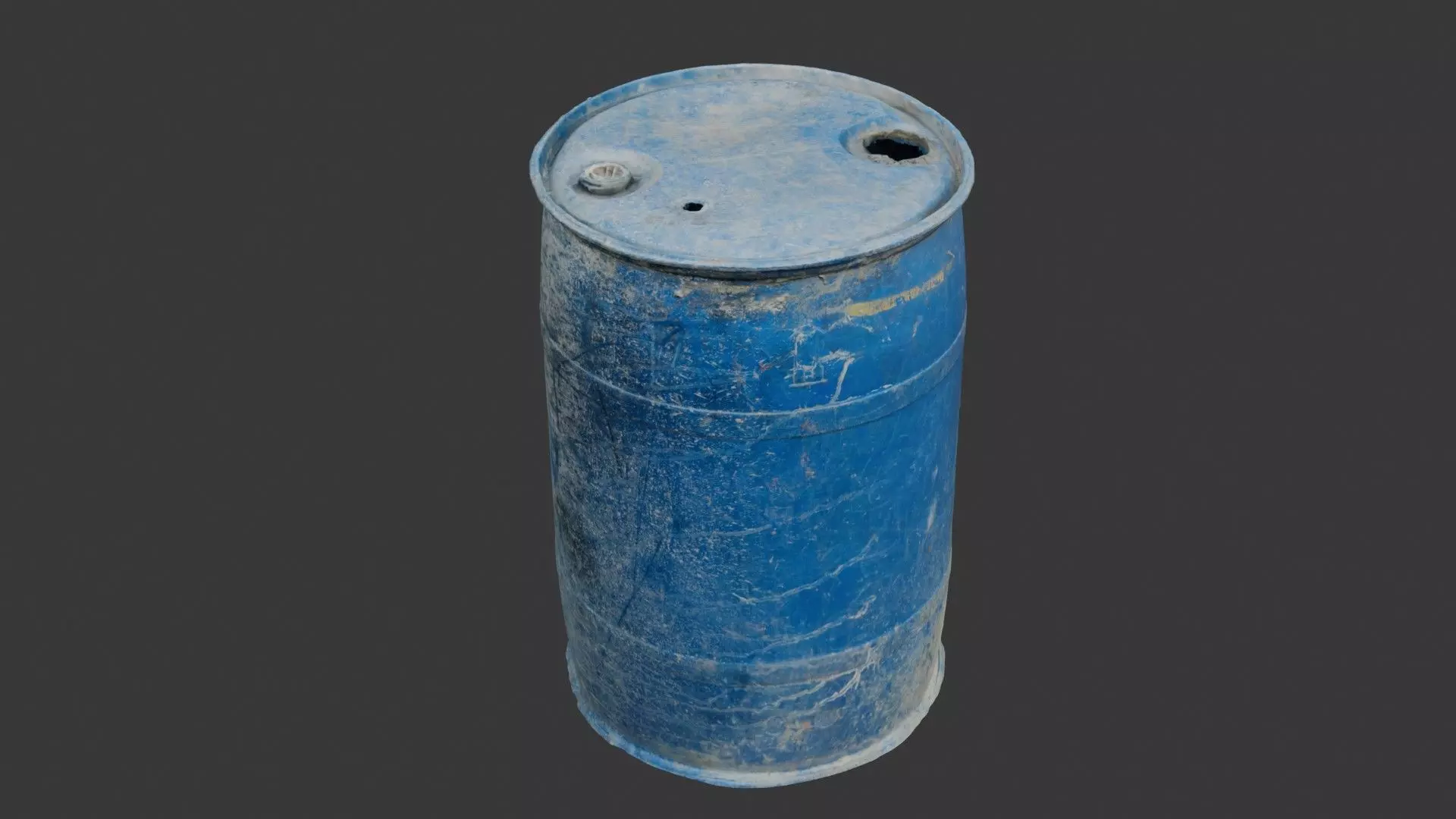 Dirty Plastic Barrel Scan Low-poly 3D model_1