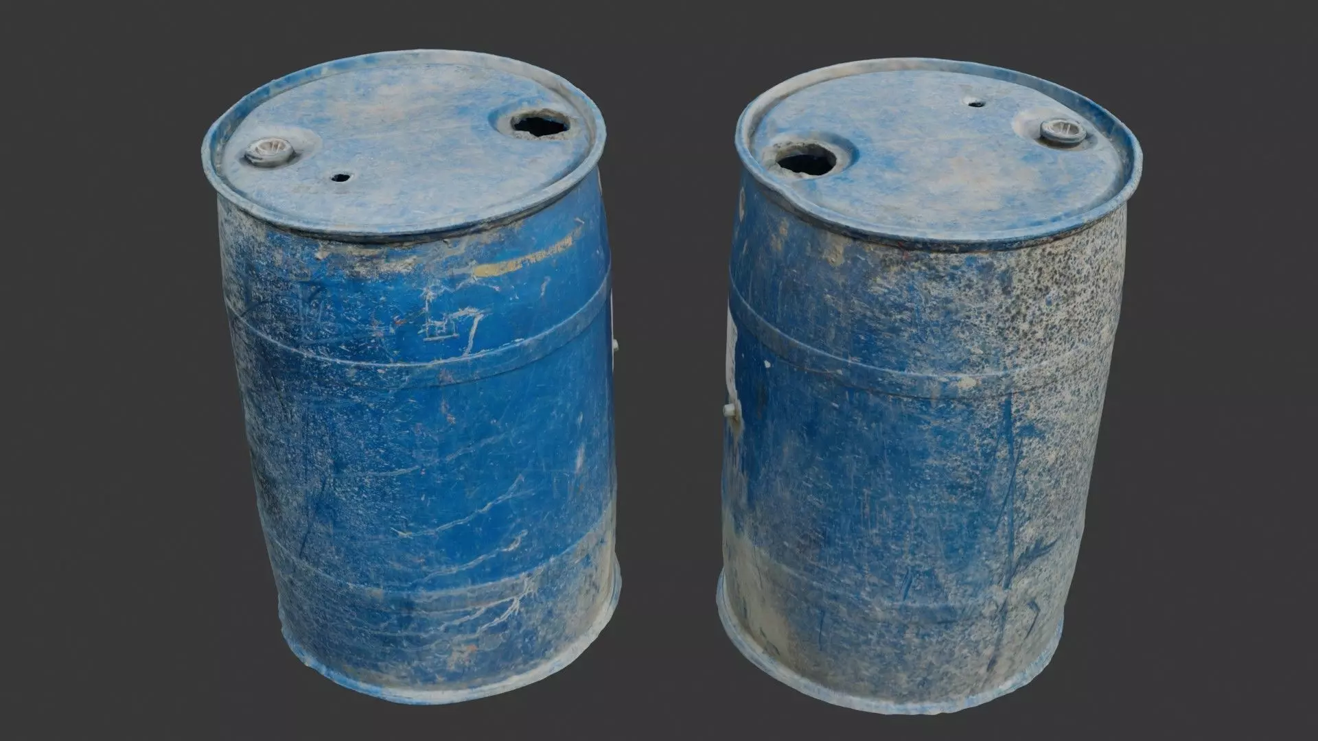 Dirty Plastic Barrel Scan Low-poly 3D model_0