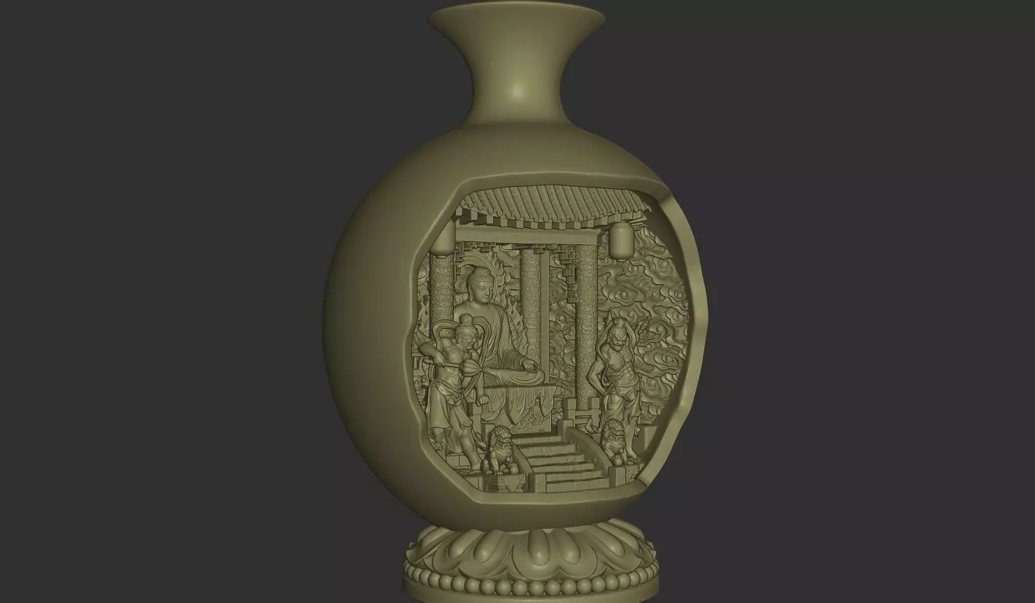 Ancient Buddha Altar Miniature Scene 3D print model_2