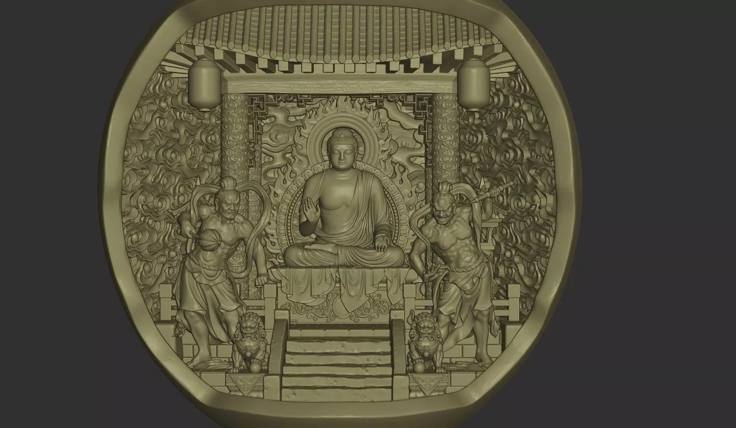 Ancient Buddha Altar Miniature Scene 3D print model_4