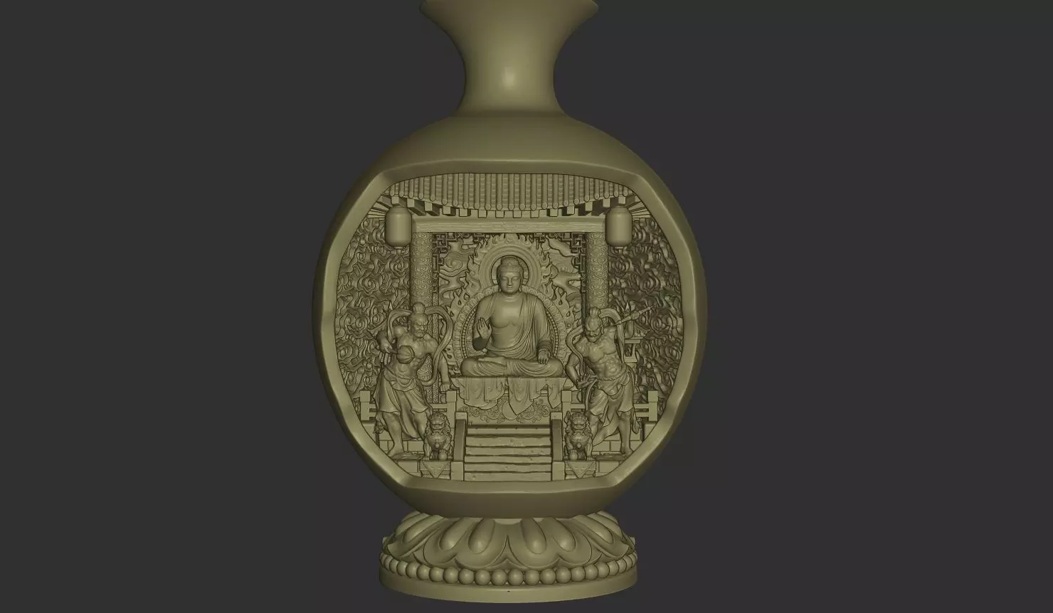 Ancient Buddha Altar Miniature Scene 3D print model_0