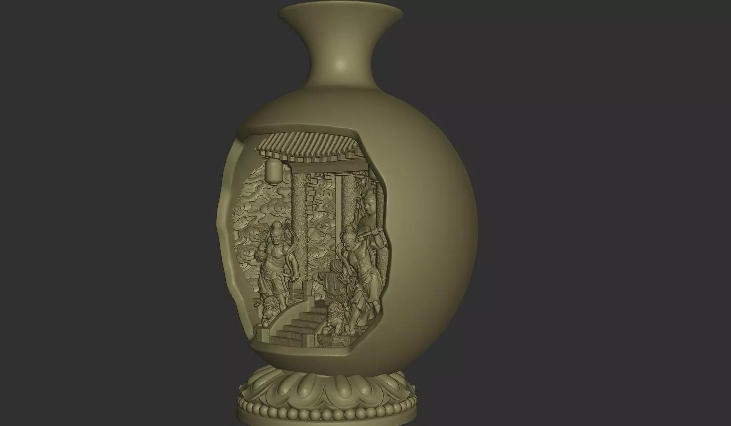 Ancient Buddha Altar Miniature Scene 3D print model_1