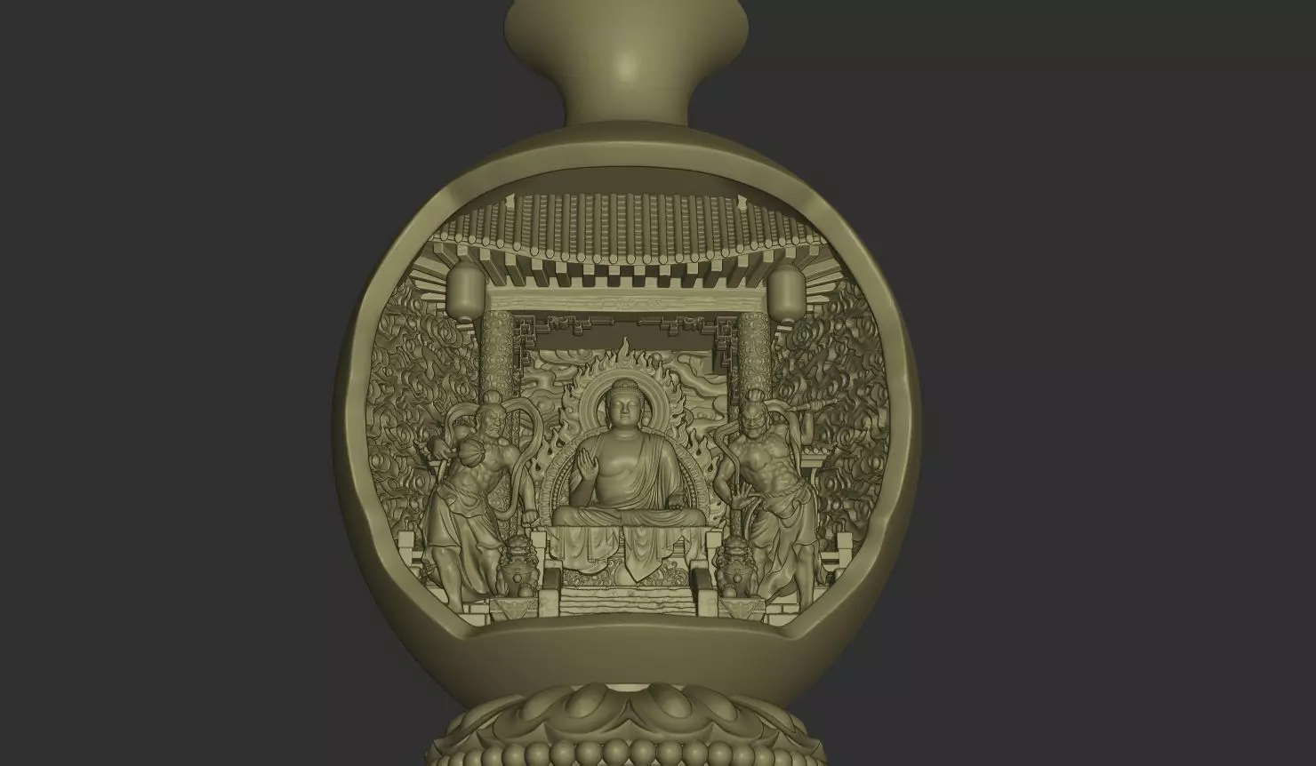 Ancient Buddha Altar Miniature Scene 3D print model_3