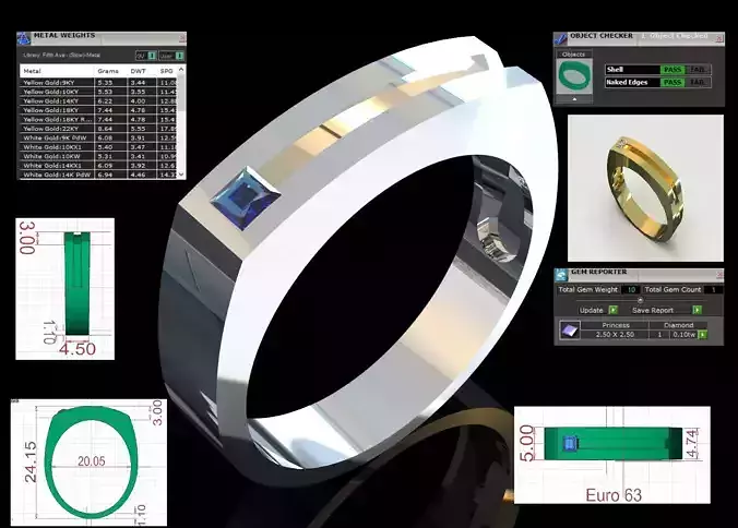 Mens Ring Model Modern Linear with Ruby Gemstone mr0287 3D print model