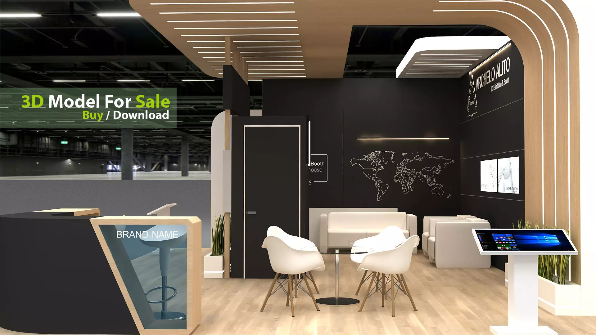 3d model modern exhibition 3D model_1