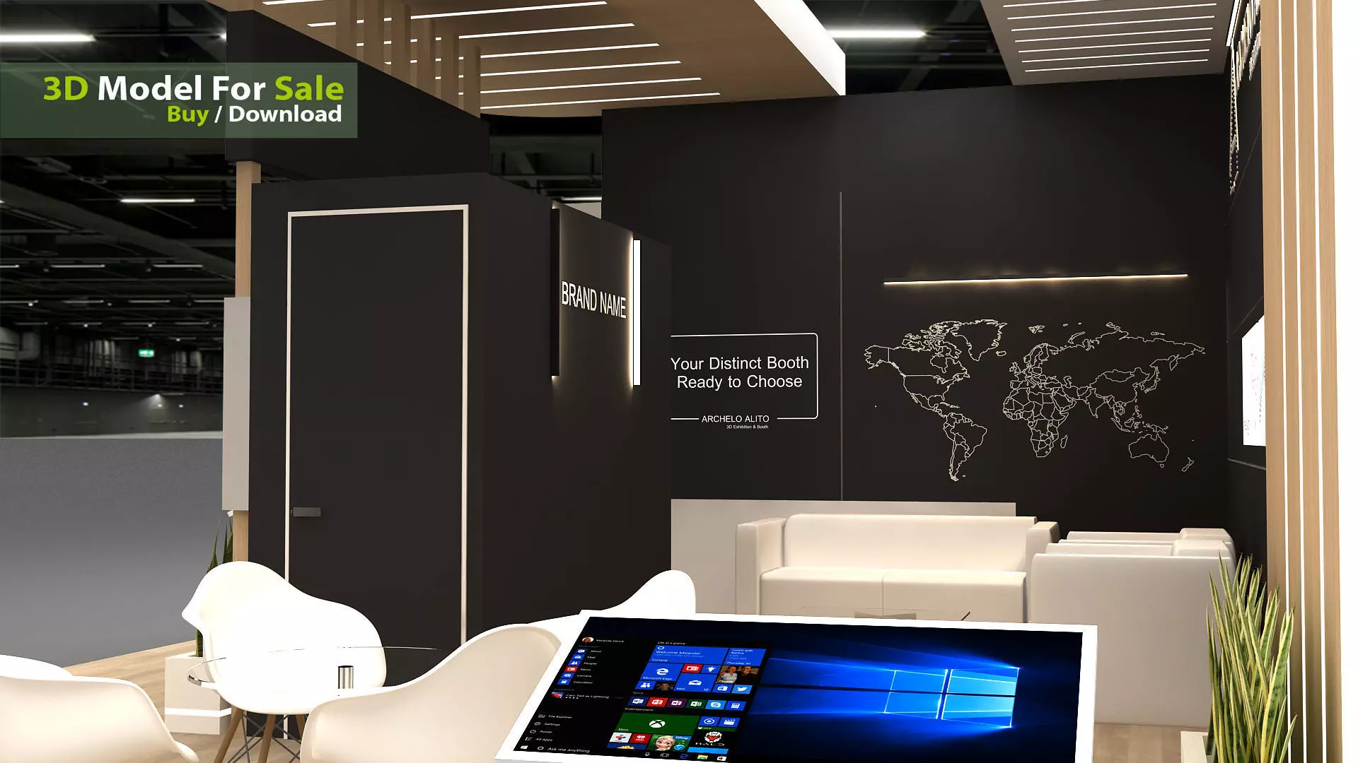 3d model modern exhibition 3D model_4