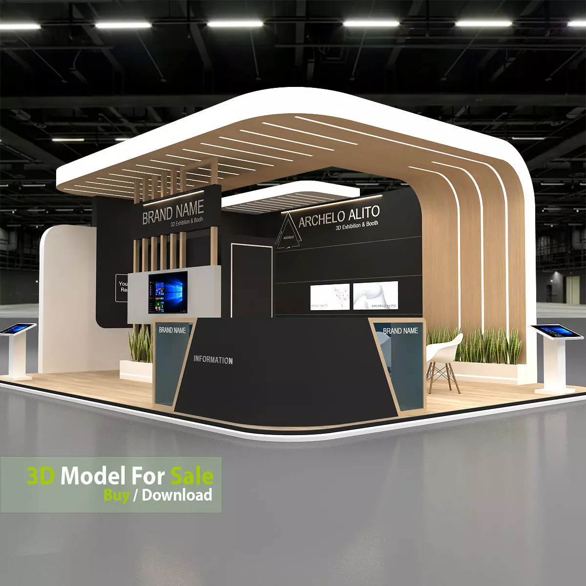 3d model modern exhibition 3D model_7