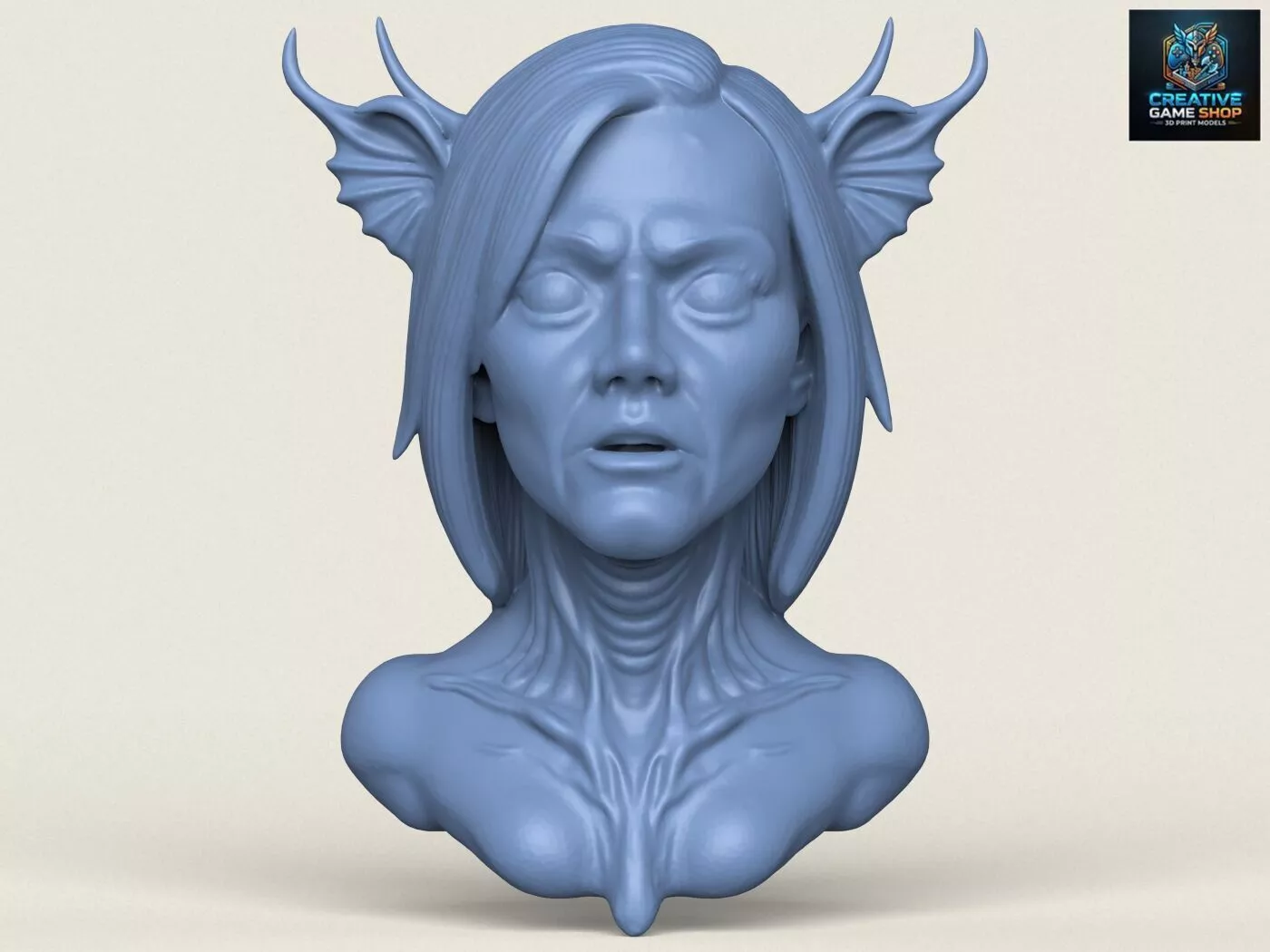 Woman Horror Face Bust 3D print model