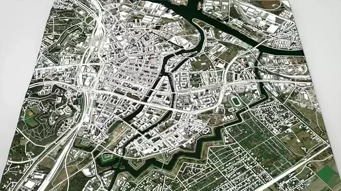 Cityscape Gdansk Poland 3D model 2