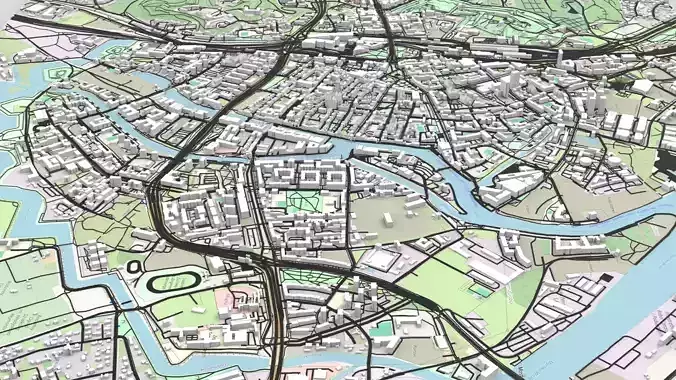 Cityscape Gdansk Poland 3D model 3