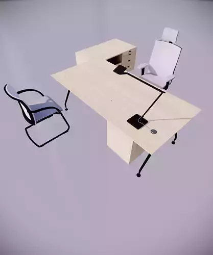 3D model Modern Office Desk Set Low-poly 3D model
