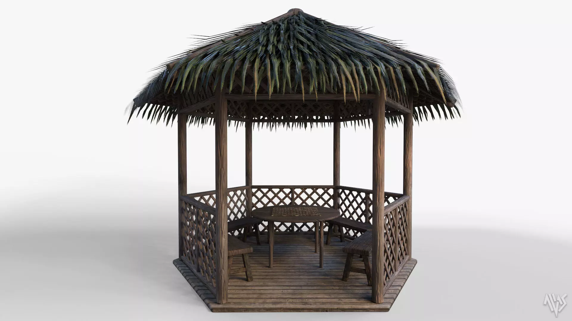 Tiki Hut Low-poly 3D model_1