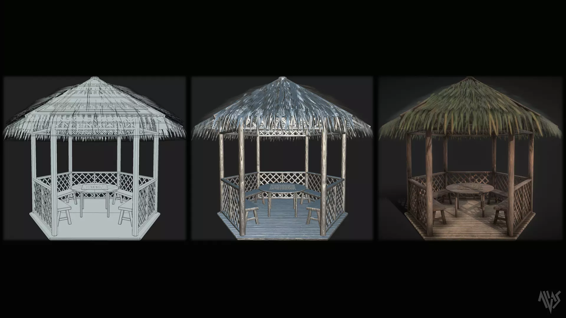 Tiki Hut Low-poly 3D model_7