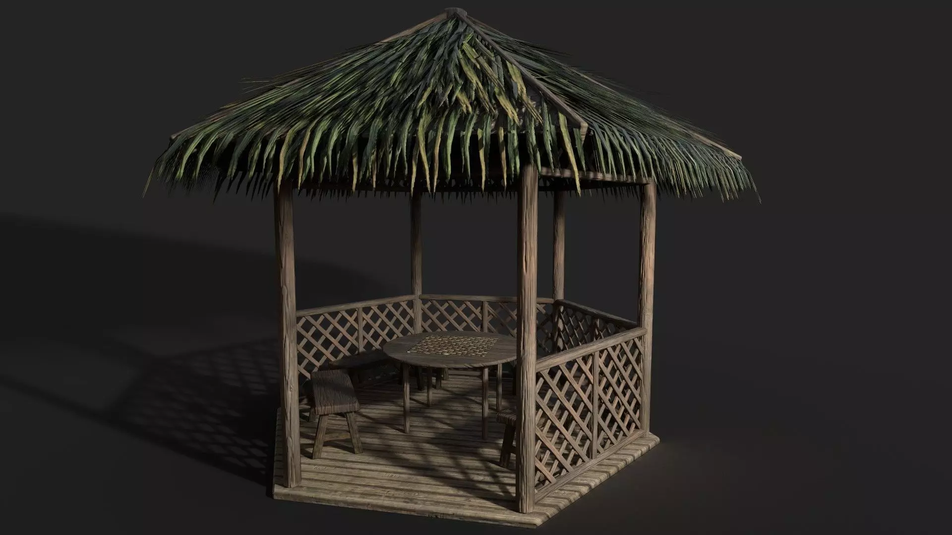 Tiki Hut Low-poly 3D model_0