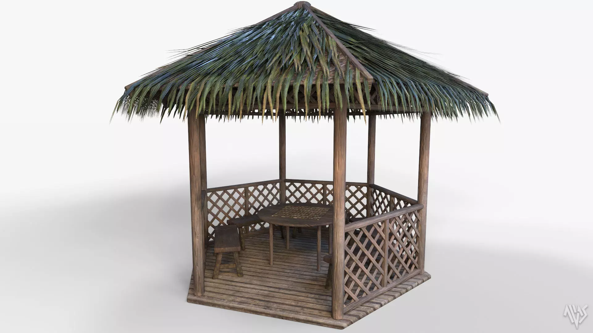 Tiki Hut Low-poly 3D model_5