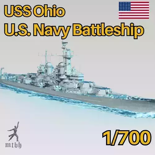USS Ohio US Navy Battleship 3D print model USS Ohio US Navy Battleship 3D print model