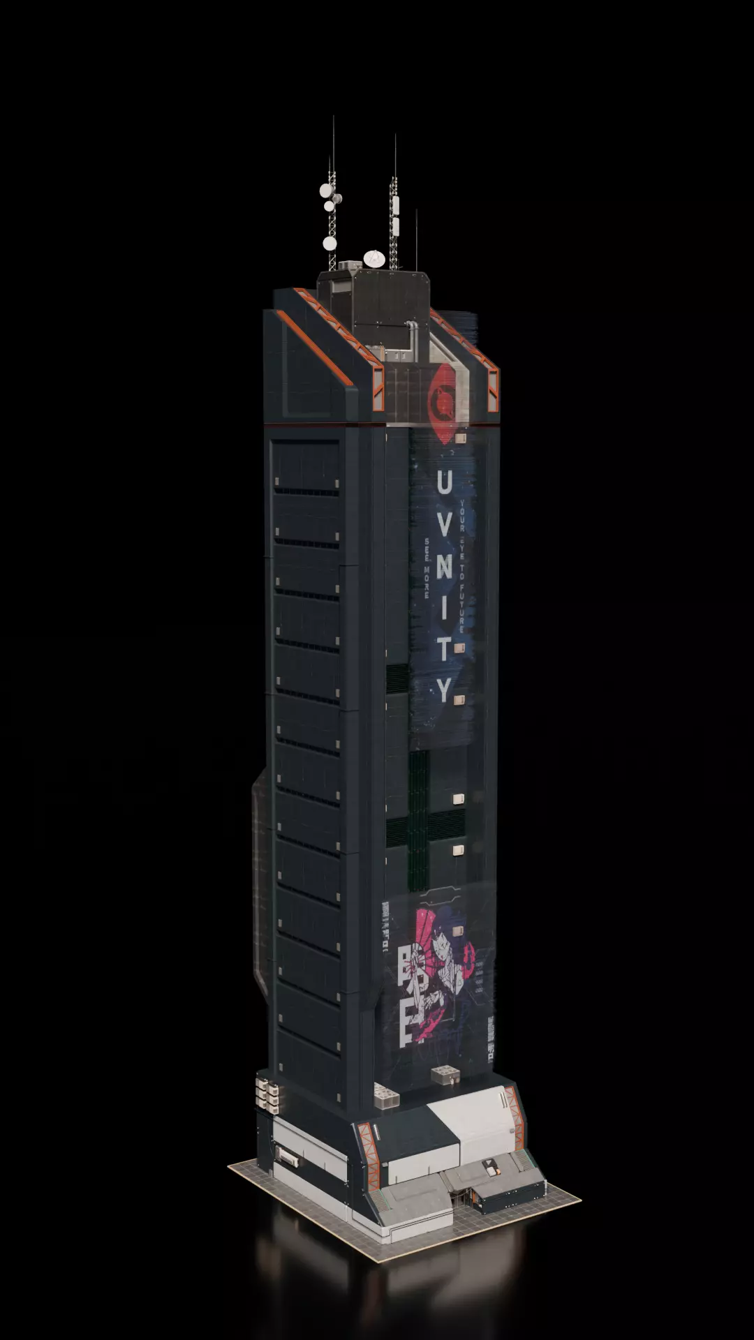 Cyberpunk building 3 3D model_1