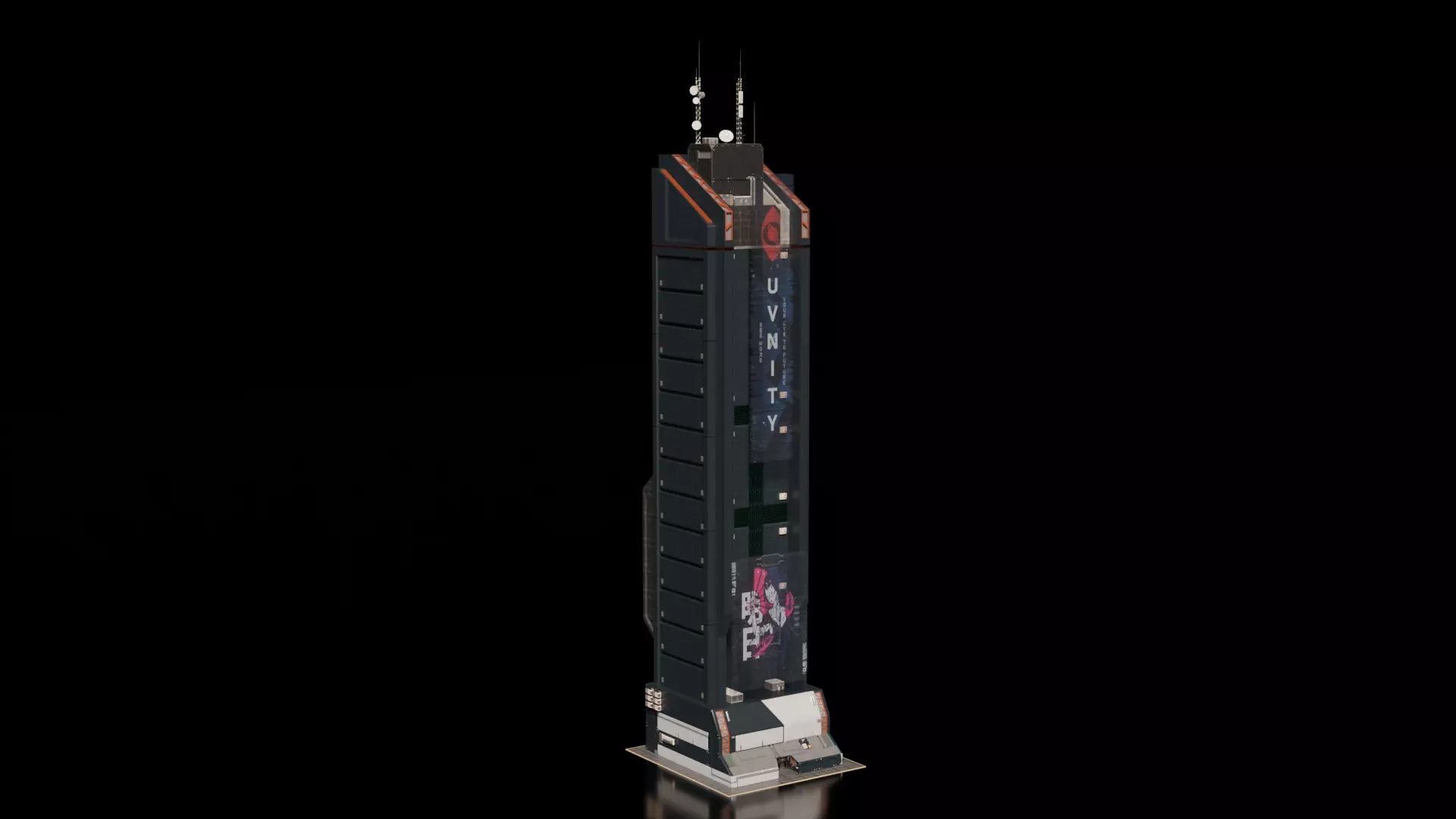 Cyberpunk building 3 3D model_0