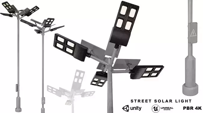 Street Solar Light Low-poly 3D model