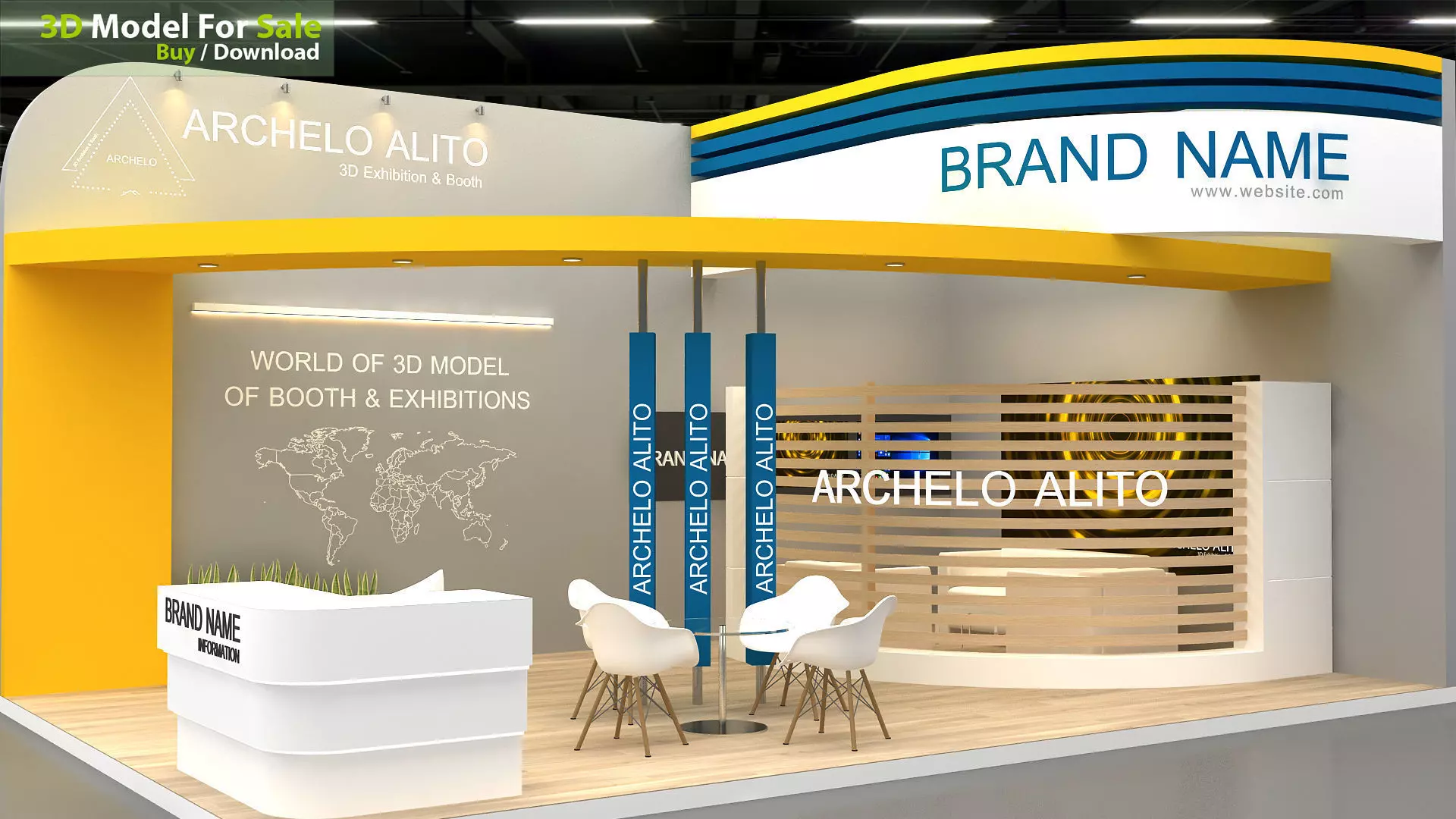 Exhibition booth 3D Model Low-poly 3D model_0