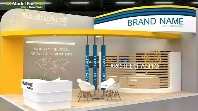 Exhibition booth 3D Model Low-poly 3D model