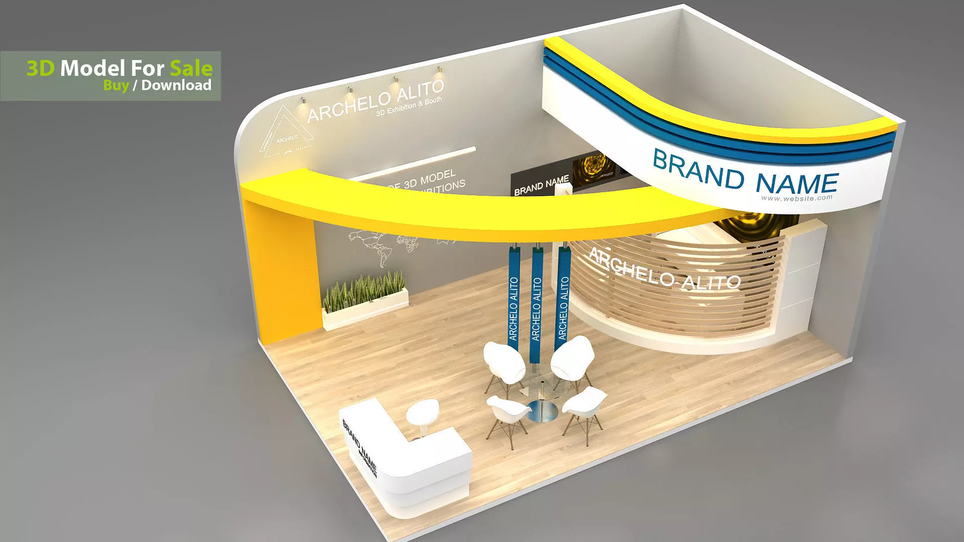 Exhibition booth 3D Model Low-poly 3D model_5