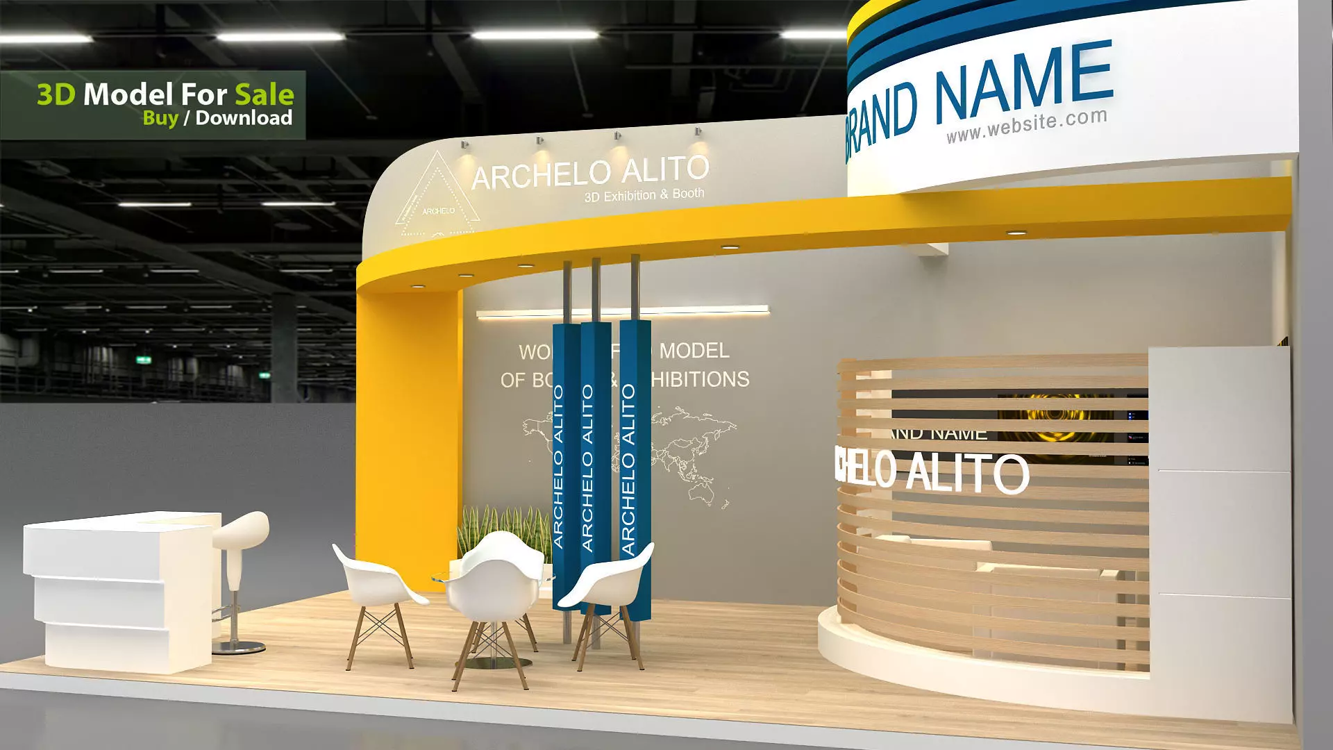 Exhibition booth 3D Model Low-poly 3D model_3