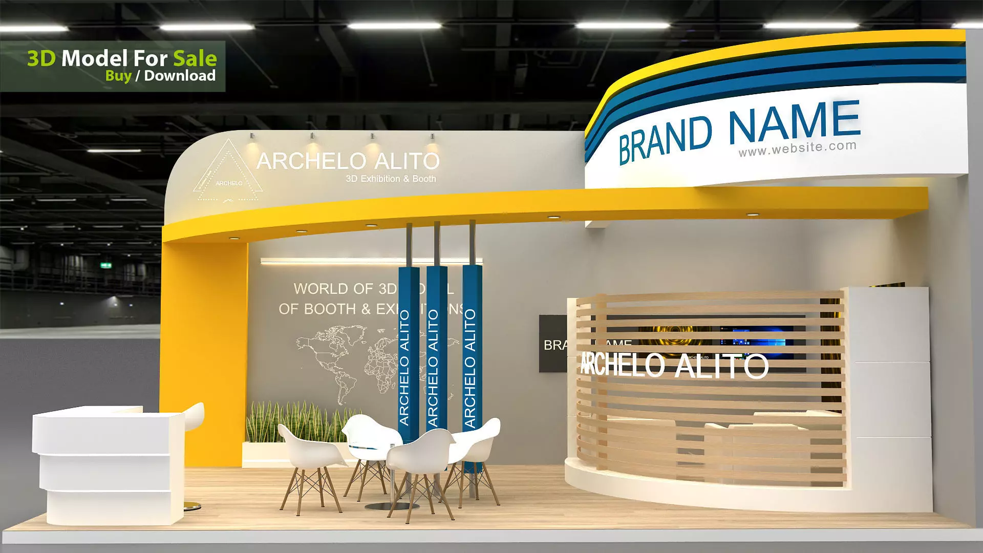 Exhibition booth 3D Model Low-poly 3D model_1